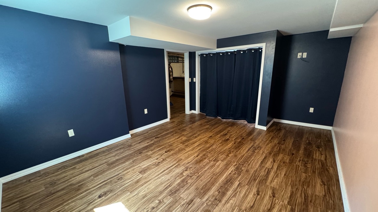 Finished lower-level flex space